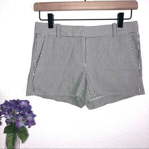 GRAY WHITE STRIPED COTTON SHORTS J. CREW